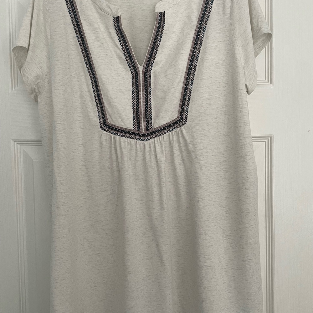 Cream Embellished Tunic with Bib Collar